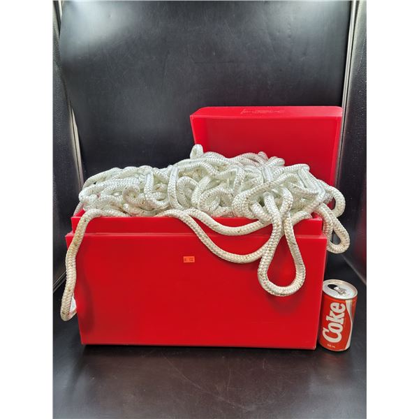 Plastic Storage Container Full of Thick Nylon Rope