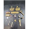 Image 1 : Vintage Razor, Brass Signs, Lighter Covers, Tool Keychains, & Smalls