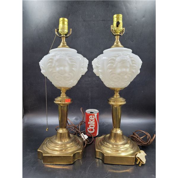 Antique Brass Cherub Lamps
