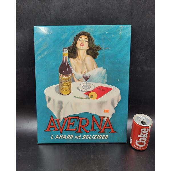 Vintage Embossed Averna Tin Sign