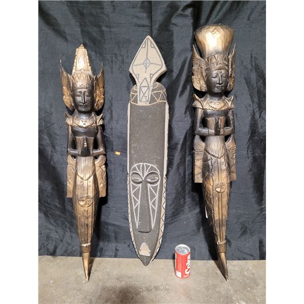 Indonesian Goddess Wall Plaques & African Mask Decor