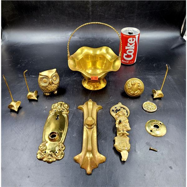 Vintage Brass Basket, Decor, & Door Plates