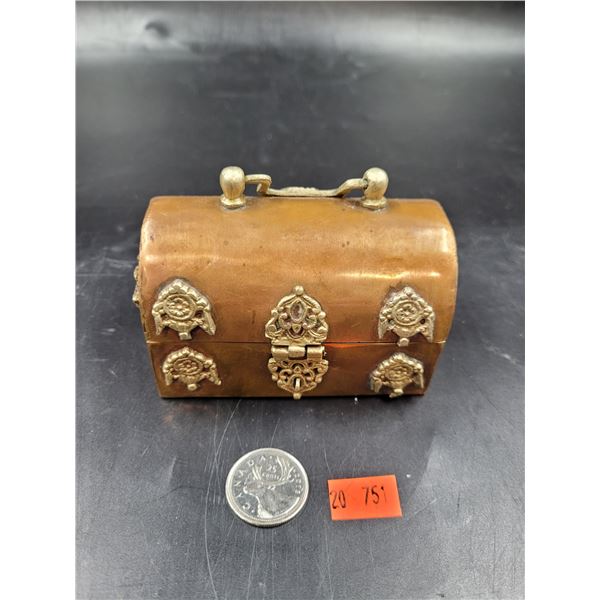 Felt Lined Copper & Brass Trinket Box