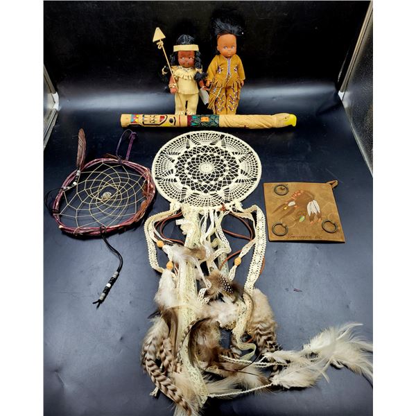 Native Dreamcatchers, Leather Art, Carved Stick, & Dolls