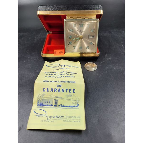 Vintage Ingraham Travel Alarm Clock
