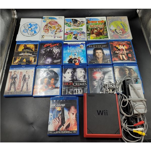 Blu-Ray DVDs, Red Nintendo Wii, & Wii Games