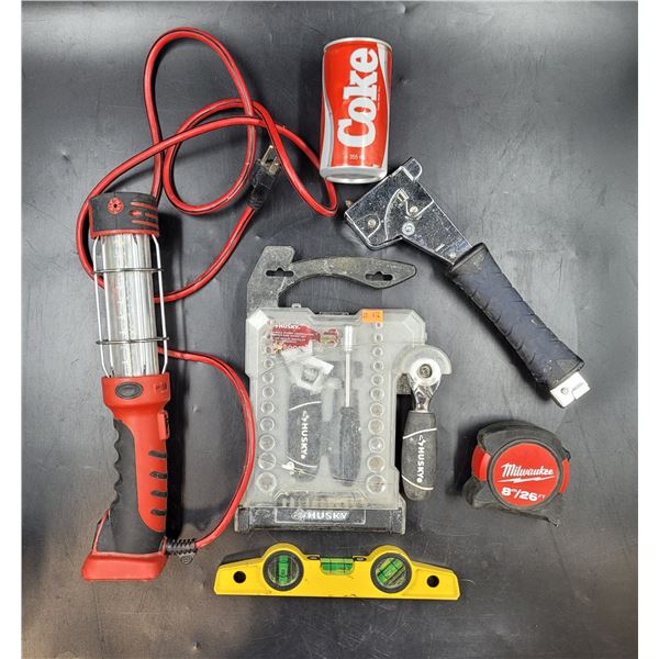 Husky Wrench & Socket Set, Milwaukee Measuring Tape, Work Light, & More