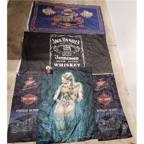 Harley Davidson Jack Daniels and Girl Flag Lot