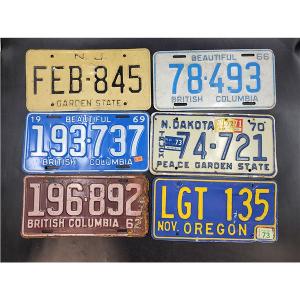 6 Vintage License Plates