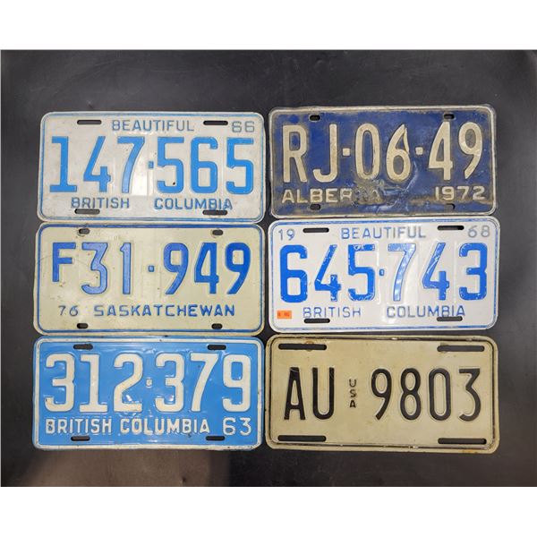 6 Vintage License Plates