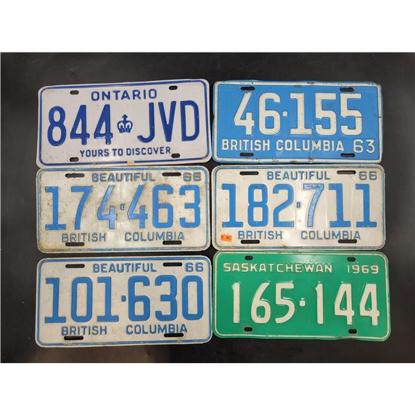 6 Vintage License Plates