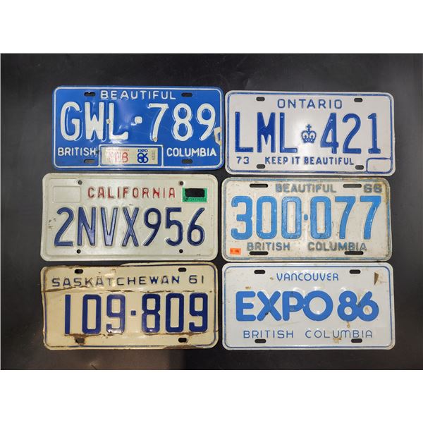 6 Vintage License Plates