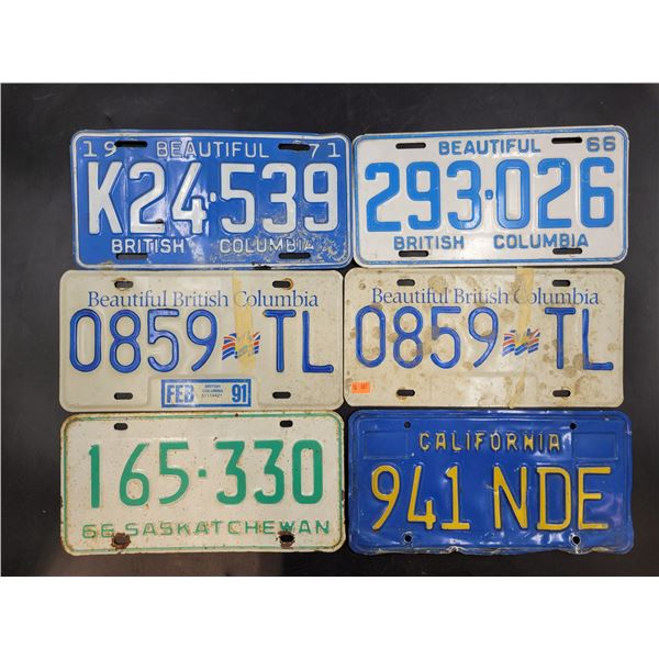 6 Vintage License Plates