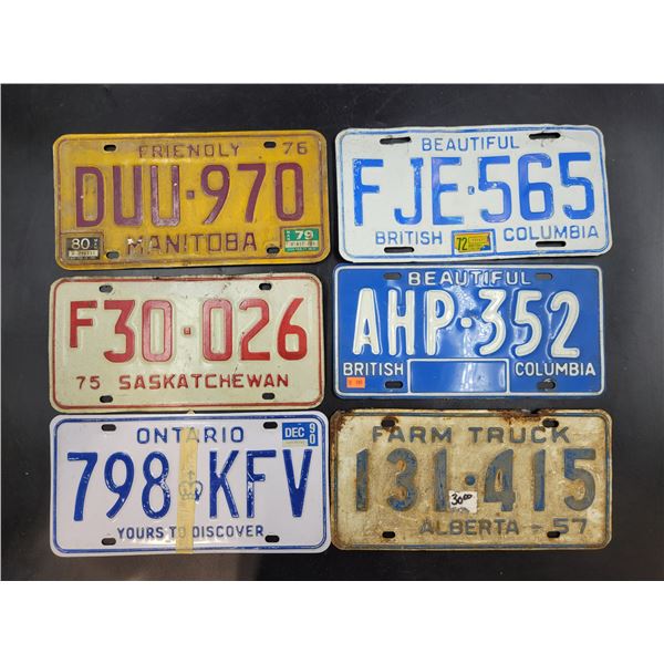 6 Vintage License Plates