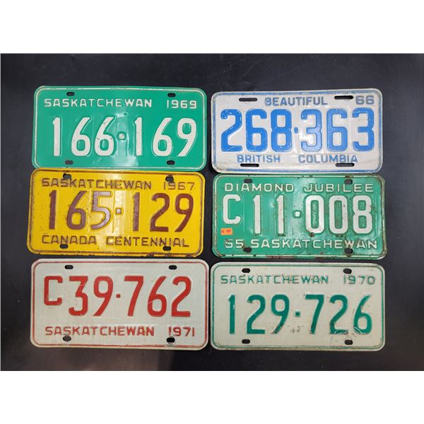 6 Vintage License Plates