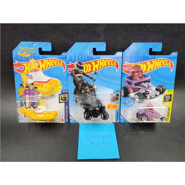 3 Sealed Treasure Hunt Hot Wheels w/Beatles Submarine
