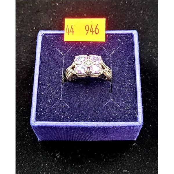 Sterling Silver Ring w/ Pink Stone
