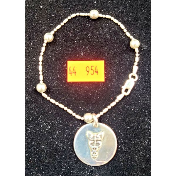 Sterling Silver Bracelet w/ Caduceus Charm