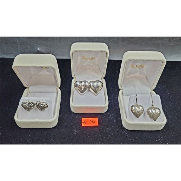 Sterling Silver Heart Earring Lot
