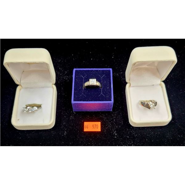 Sterling Silver Rings w/ Clear Stones