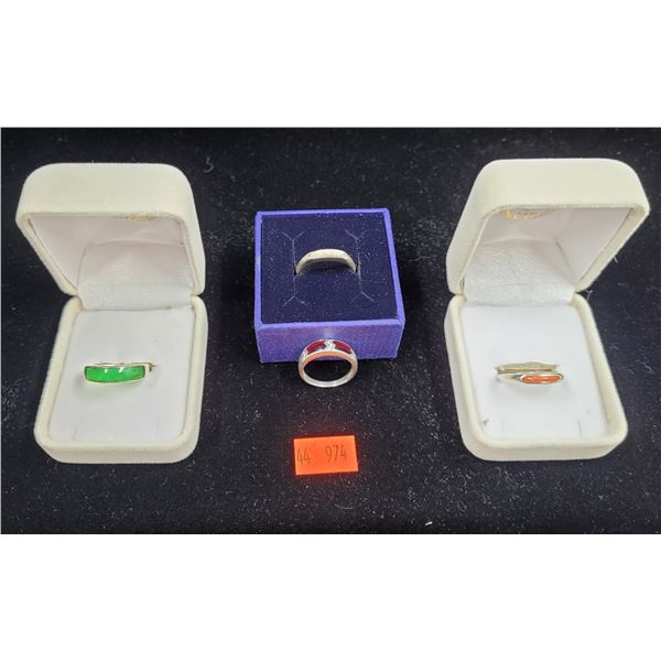 Sterling Silver Rings w/ Coloured Stones