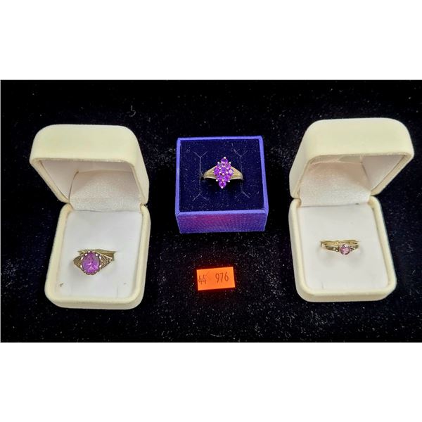 Sterling Silver Rings w/ Purple & Pink Stones