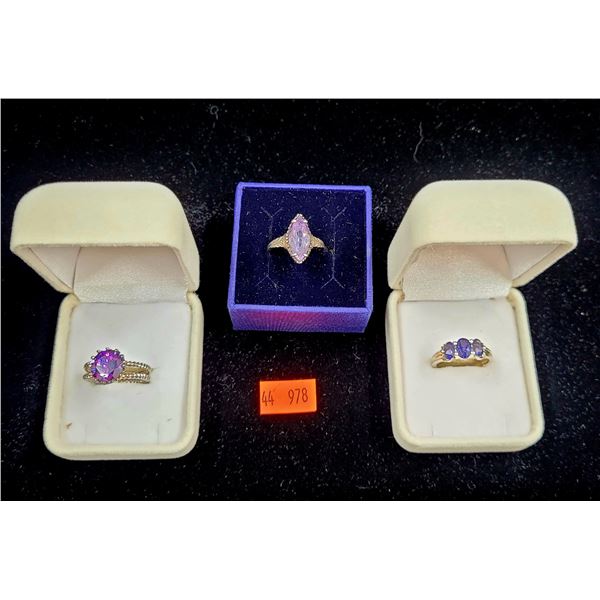 Sterling Silver Rings w/ Purple Stones