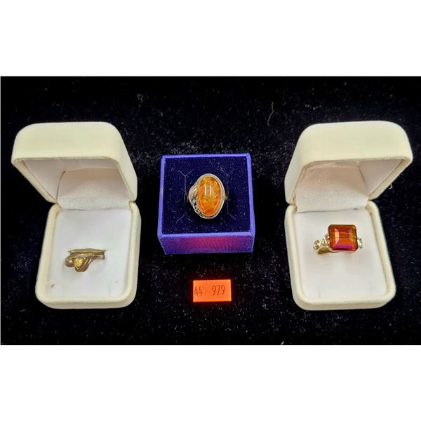 Sterling Silver Rings w/ Coloured Stones