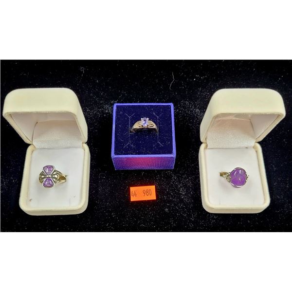 Sterling Silver Rings w/ Purple Stones