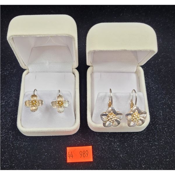 Sterling Silver Floral Earring Lot