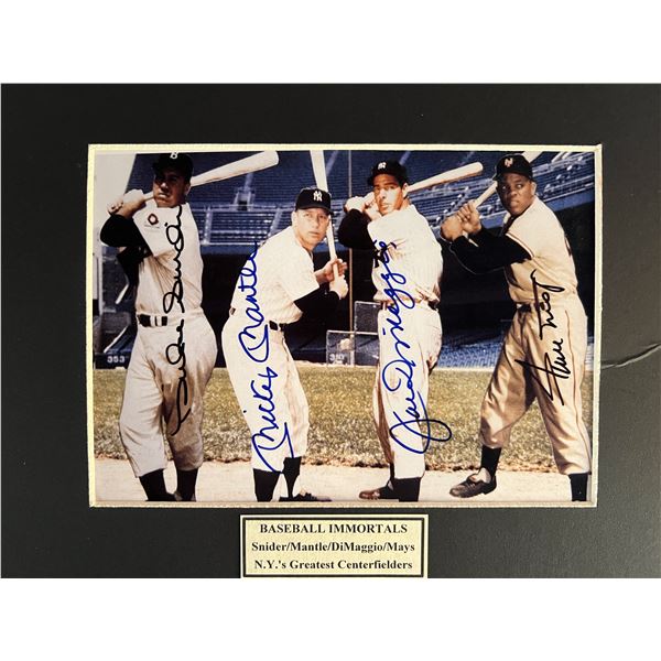Duke Snider, Mickey Mantle, Joe DiMaggio and Willie Mays signed photo