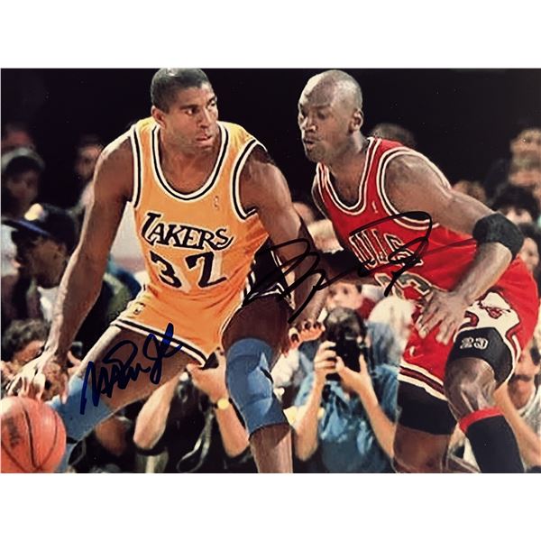 Magic Johnson / Michael Jordan signed photo