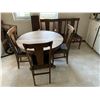 Image 1 : Oak Round Kitchen Table 42'' Across with (2) 10'' Wide Leaves & 6 Chairs 