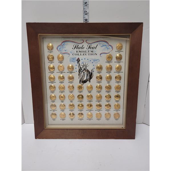 Shadow Box Framed State Seal Emblem Collection Under Glass