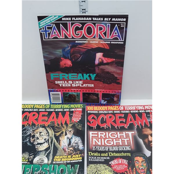 3 Horror Magazines Scream (X 2) & Fangoria