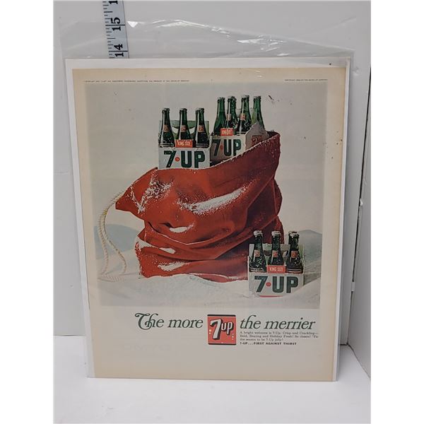 2 Pc Original 7 Up Advertising 1967 & 1966 Ready For Framing