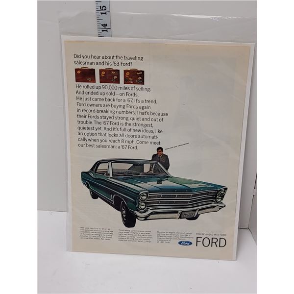 2 Pc '67 Ford Original Advertising Ready For Framing
