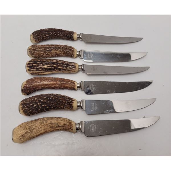 Lot of Birks Sheffield Faux Antler Handled Steak Knives