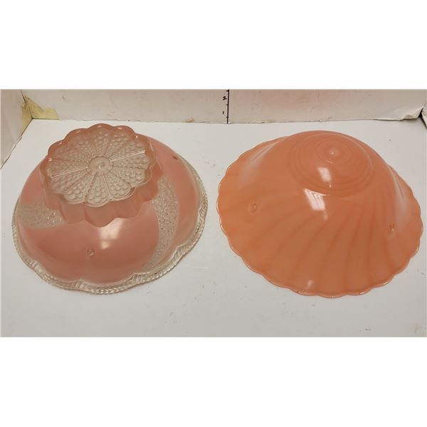 Lot of 2 Mid Century Pink Glass Light Covers