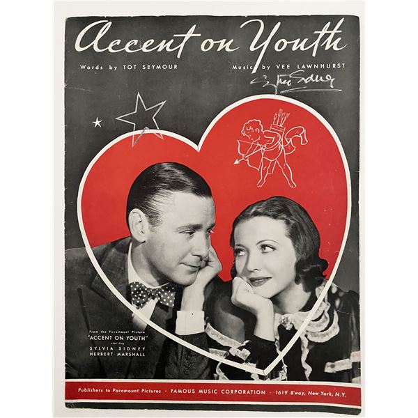 Sylvia Sidney signed music book