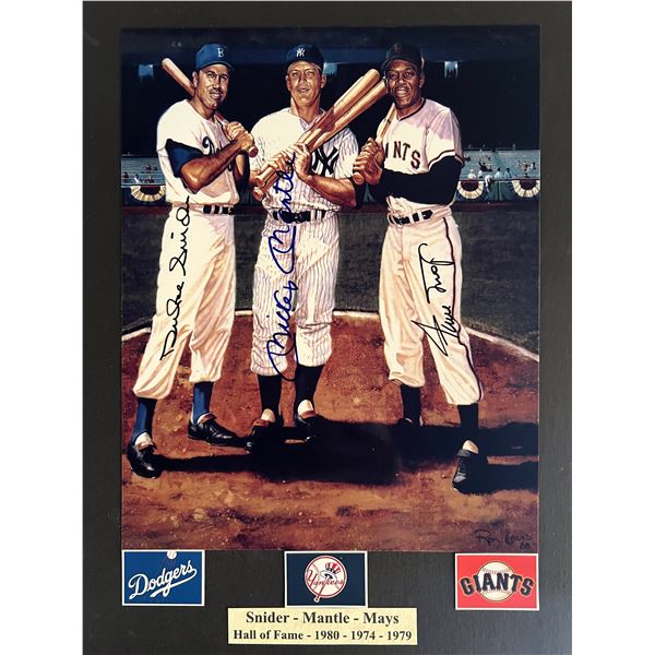 Duke Snider, Willie Mays and Mickey Mantle signed photo.