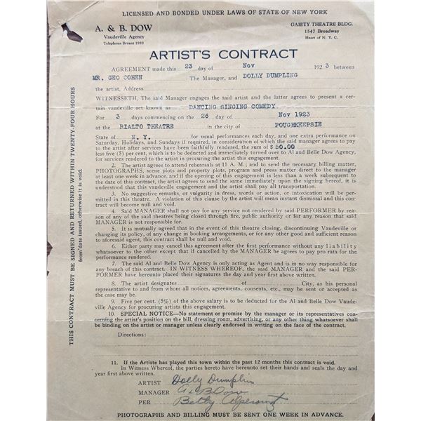 Dolly Dumplin Signed Contract