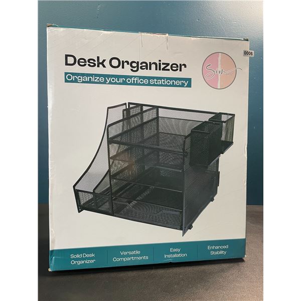 1 Large 5-Tier Desk Organizer/Document Tray w/ Drawer, Pencil Cups, File Holders - New