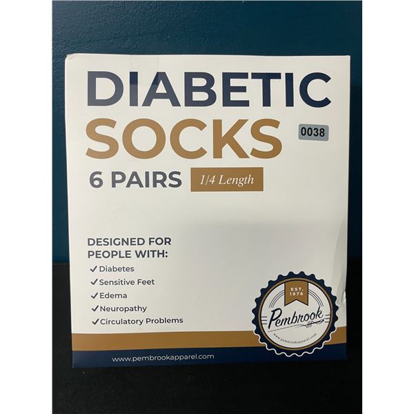 1 Multi-Pack of Diabetic Socks - 6 Pairs Included - Brand New
