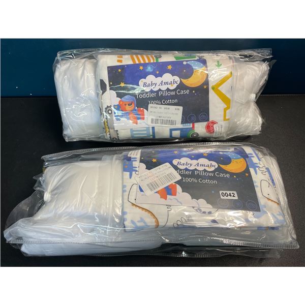 2 Toddler Pillows with Pillow Cases - 100% Cotton - Brand New