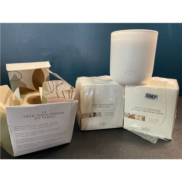 3 VOY Fragrance Scented Candles - 8oz - Brand New!