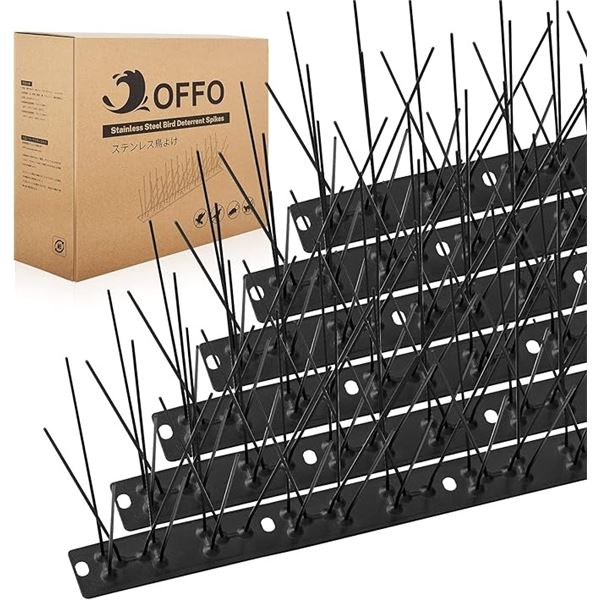 1 Box of Offo Pre-Assembled Stainless Steel Bird Deterrent Spikes - Matte Black - Brand New