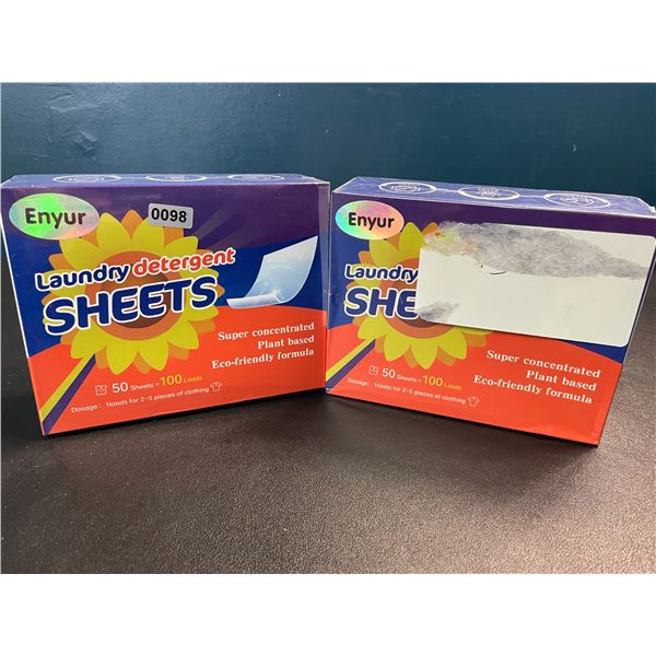 2 Boxes of Laundry Detergent Sheets - 50 Sheets/100 Loads Per Box - Brand New