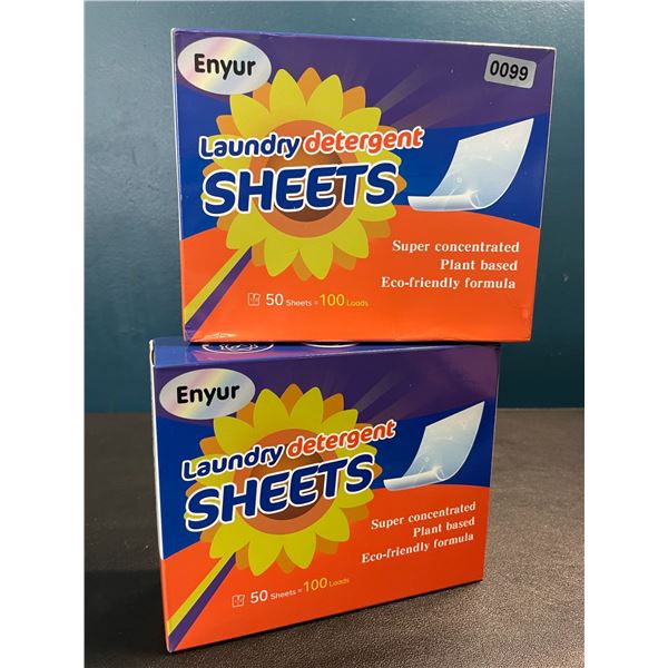 2 Boxes of Laundry Detergent Sheets - 50 Sheets/100 Loads Per Box - Brand New