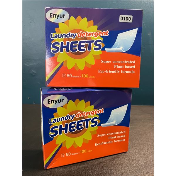 2 Boxes of Laundry Detergent Sheets - 50 Sheets/100 Loads Per Box - Brand New